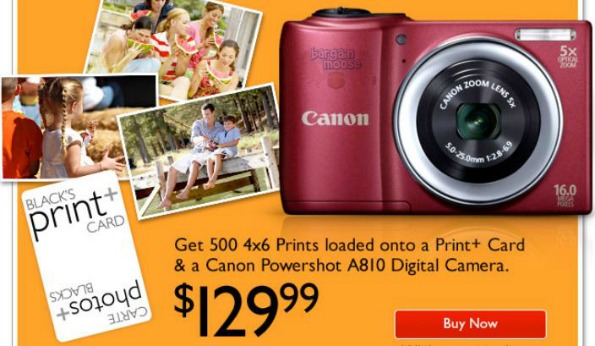 Blacks Canada: Canon PowerShot A810 Digital Camera & 500 Prints $129.99 Photo Blacks Canada: Canon PowerShot A810 Digital Camera & 500 Prints $129.99
