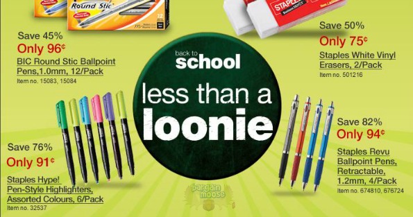 Staples Canada: Back to School Savings & Deals Under $1