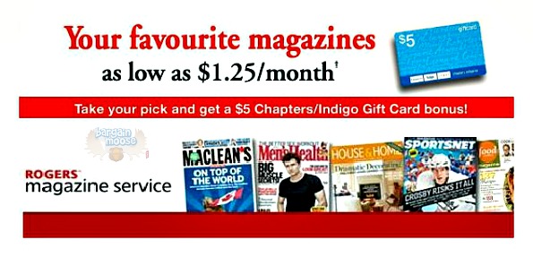 Rogers Magazine Service: Save up to 81% & get a $5 Chapters Gift Card Free Photo Rogers Magazine Service: Save up to 81% & get a $5 Chapters Gift Card Free