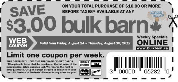 Bulk Barn: Save $3 on $10 or more Printable Coupon (for Saturday)