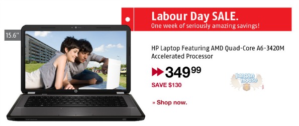 Future Shop: HP 15.6 AMD Quad Core A6 3420M Laptop Now $349.99 (Save $130)