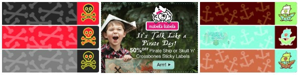 Mabels Labels: 50% off Pirate Ship or Skull n Crossbones Sticky Labels