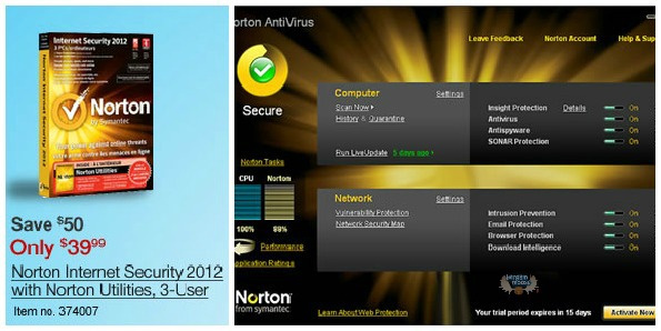 staples Staples Canada: Norton Internet Security 2012, 3 User $39.99 (Save $50)