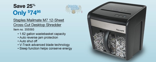 Staples Canada: Up to 45% off Shredders