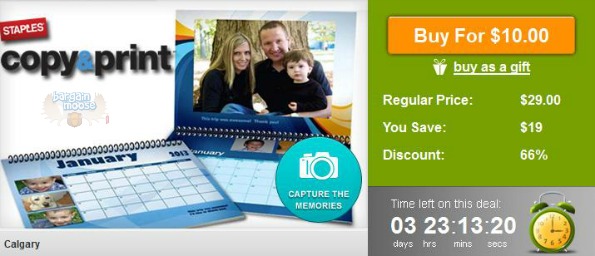 WagJag Canada: $10 for a Custom Deluxe 11x17 Calendar from Staples