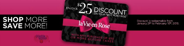 La Vie en Rose: Get a $25 Savings Card w/ $50+ Purchase