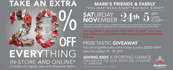 Marks Canada: Take an Extra 20% Off Everything