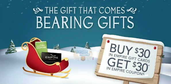 Empire Theatres: Buy a $30 Gift Card & get $30 in Coupons Photo Empire Theatres: Buy a $30 Gift Card & get $30 in Coupons