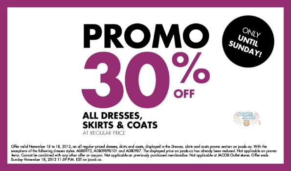 Jacob Canada: 30% Off Dresses, Skirts & Coats