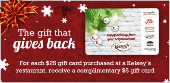 Kelseys Restaurants Canada: $5 Gift Card w/ Purchase Of Every $25 Gift Card Photo Kelseys Restaurants Canada: $5 Gift Card w/ Purchase Of Every $25 Gift Card