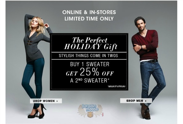 Le Chateau Canada Promo Code: Buy 1 Sweater, Get 1 25% Off Photo Le Chateau Canada Promo Code: Buy 1 Sweater, Get 1 25% Off
