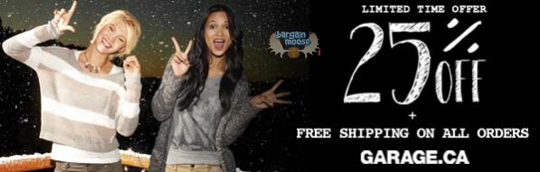 Garage Canada Coupon Code: 25% Off Regular Priced Items & Free Shipping Photo Garage Canada Coupon Code: 25% Off Regular Priced Items & Free Shipping