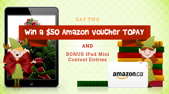 Win an iPad mini or a $50 Amazon gift voucher! Bargainmoose Christmasathon Day 2: Win a $50 Amazon.ca Voucher Today (And bonus Entries to iPad Mini Contest)! (Closed)