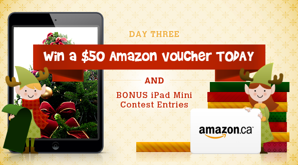 Day 3 of the iPad Mini contest! Bargainmoose Christmasathon Day 3: Win a $50 Amazon.ca Voucher Today (Plus bonus Entries to iPad Mini Contest)! (Closed)