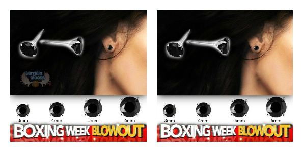 Deal Ticker Canada: 2 Pair Of Sterling Silver Black Agate Stud Earrings For $8