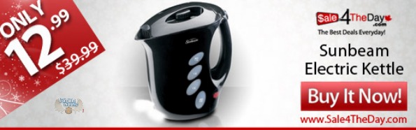 Sale 4 The Day: $12.99 For Sunbeam Electric Kettle w/ Auto Shutoff Photo Sale 4 The Day: $12.99 For Sunbeam Electric Kettle w/ Auto Shutoff