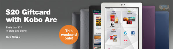 Kobo Free $20 Gift Card With Kobo Arc Tablet ($199.99) @ Chapters This Weekend