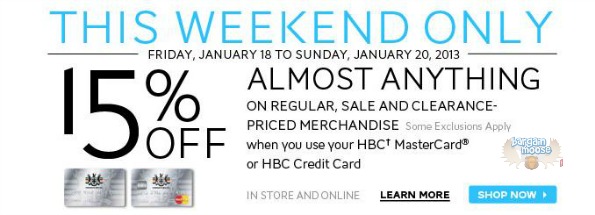 The Bay Canada: Save Additional 15% w/ Credit Card & Total Savings Up To 70% Off Photo The Bay Canada: Save Additional 15% w/ Credit Card & Total Savings Up To 70% Off