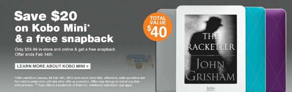 chapters Chapters Canada: $20 Off Kobo Mini, Now $59.99 + Free Snapback Cover