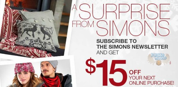 Simons Canada: $15 Off $100