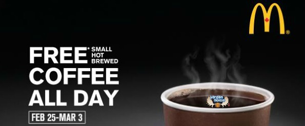 McDonalds Coffee Canadian Freebie: Get a Free Small McDonalds Coffee From February 25th to March 3rd