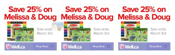 Well.ca: Save 25% Off All Melissa & Doug Items Photo Well.ca: Save 25% Off All Melissa & Doug Items