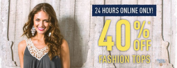 Bootlegger Canada: 40% Off All Womens Fashion Tops (Today Only)