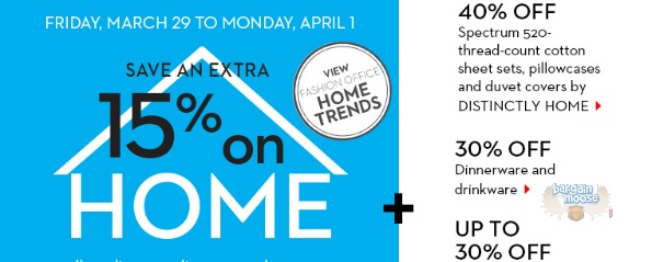 bay The Bay Canada: Up To 60% Off Home & Extra 15% Off w/ HBC Card