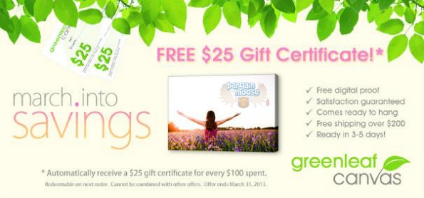 Green Leaf Canvas Canada: Get $25 Gift Card w/ Every $100 Spent Photo Green Leaf Canvas Canada: Get $25 Gift Card w/ Every $100 Spent