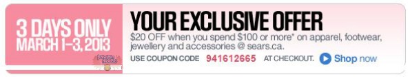 sears Sears Canada Coupon: $20 Off $100