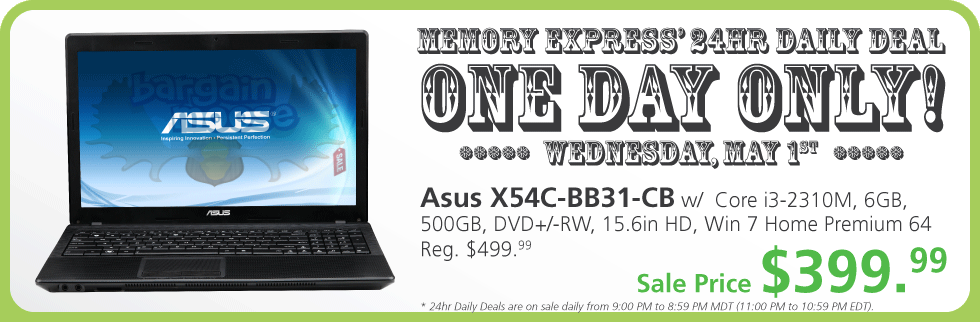 Memory Express Canada: ONE DAY ONLY! Asus X54C Laptop Only $400 (Save $100) Photo Memory Express Canada: ONE DAY ONLY! Asus X54C Laptop Only $400 (Save $100)