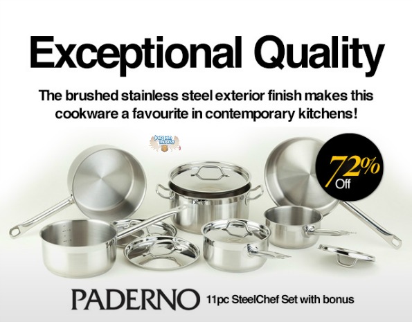 shop Shop.ca: 72% Off Paderno 11pc SteelChef Cookware Set Now $190