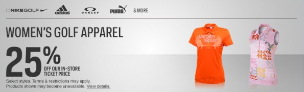 Sport Chek Canada: 25% Off Womens Golf Apparel