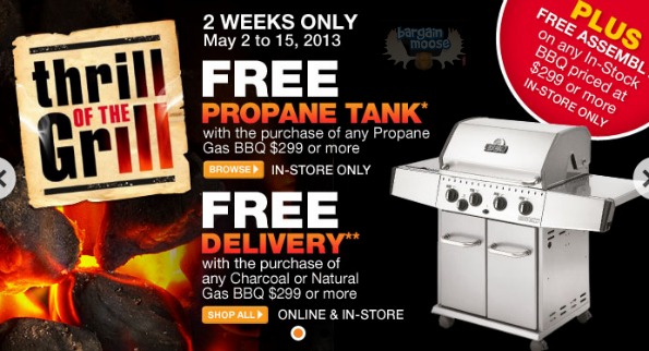 Home Depot Canada: Free Propane Tank or Free Delivery With BBQ Purchase