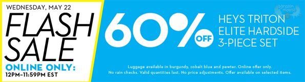 Get 60% off HEYS Triton 3 piece Luggage Set only $316 @ The Bay Canada * TODAY Only*