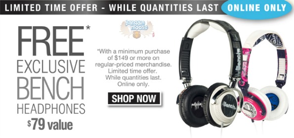Bench Canada: Free Bench Headphones w/ $149 Purchase ($79 Value)