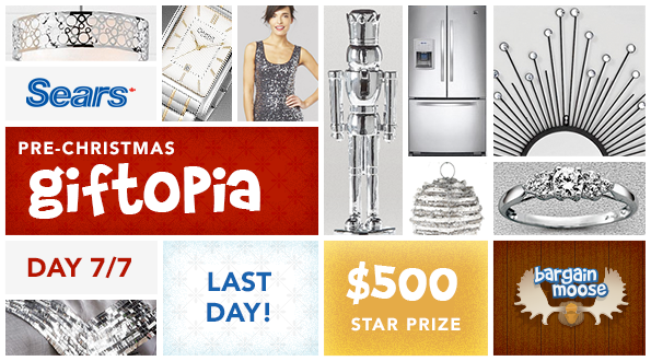 Bargainmoose Contest: Sears Pre Christmas Giftopia Day 7: Win $$$$ in Sears Vouchers!
