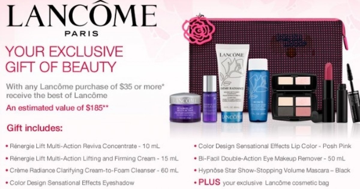 Lancome gift with purchase canada Look Ravishing with Premium Lancome Cosmetics. Discover a range of premium Lancome products in this large selection from HSN. Indulge in these popular beauty supplies, including rejuvenating face treatments, vibrant lipstick shades, glamorous mascara, effective, yet gentle cleansers, and much more.