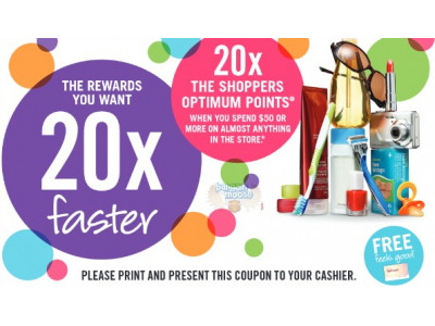 Shoppers Drug Mart Coupon: Printable 20x Points on $50+