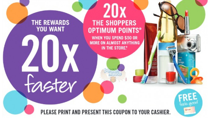 Shoppers Drug Mart Coupon: Printable 20x Points on $50+