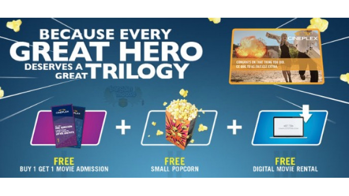 Cineplex Canada: 3 Free Gifts with $30 Gift Card Purchase 