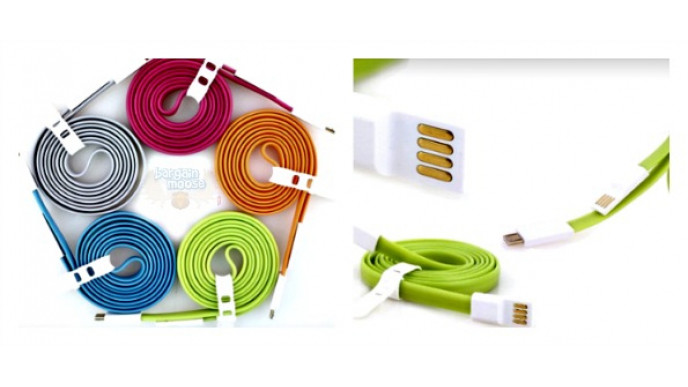 WagJag Canada: 73% Off Flat USB Cords for iPhone 4/4S or Samsung S3/S4