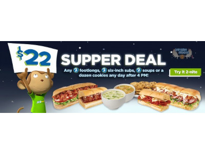 Subway Canada: $22 Supper Deal