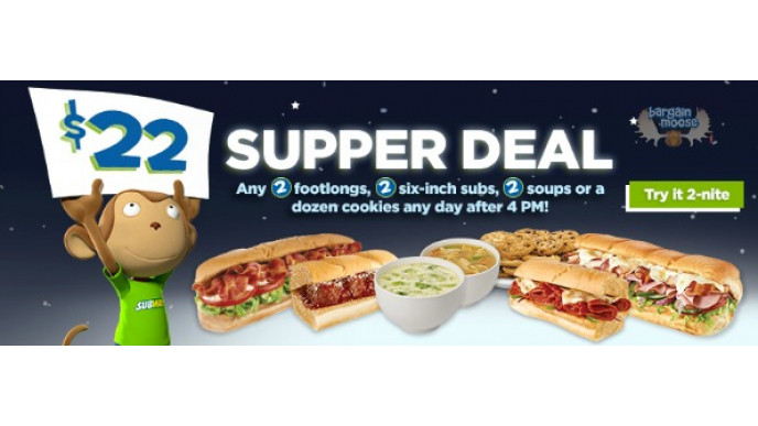 Subway Canada: $22 Supper Deal
