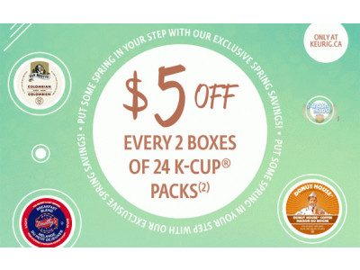 Keurig Canada Spring Savings: $5 Off 2 Boxes Of 24 K-Cups