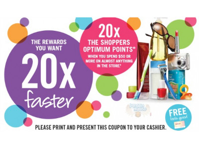 Shoppers Drug Mart Canada Coupon: Get 20x Points 2 Days Only