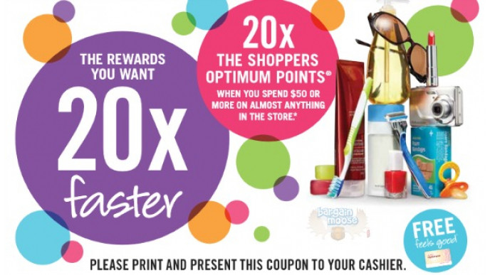 Shoppers Drug Mart Canada Coupon: Get 20x Points 2 Days Only