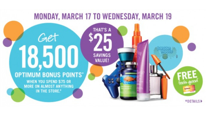 Shoppers Drug Mart Canada: 18,500 Bonus Points on a $75+ Purchase