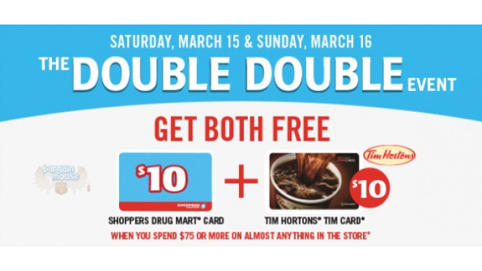 Shoppers Drug Mart: Free $10 Gift Card & $10 Tim Hortons Card With $75+