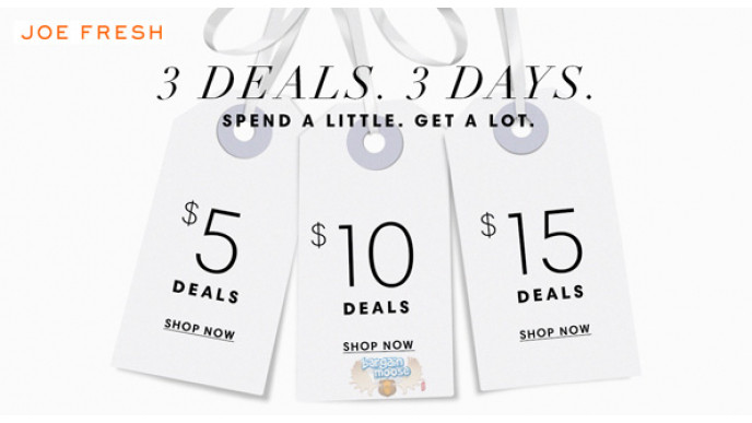 Joe Fresh Canada: $5, $10, & $15 Deals (3 Days Only)